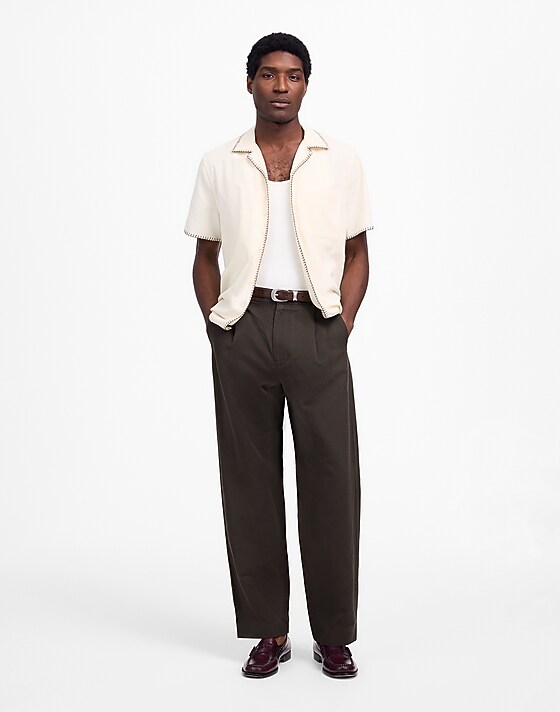 madewell Pleated Trousers in Cotton-Linen Blend soft charcoal