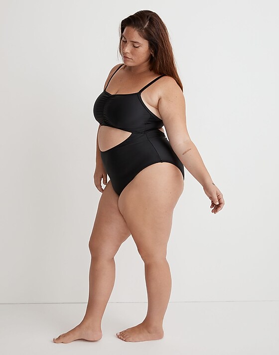 Madewell Plus Cinched Cutout One-Piece Swimsuit True Black