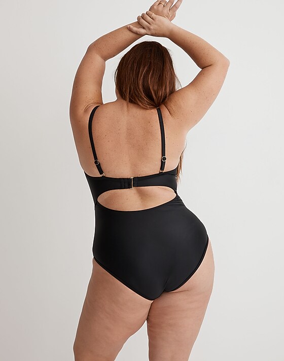 Madewell Plus Cinched Cutout One-Piece Swimsuit True Black