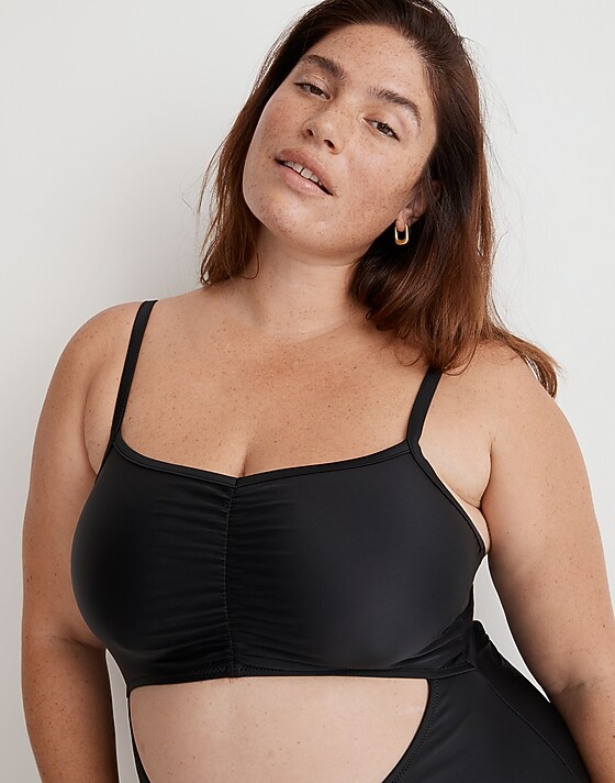Madewell Plus Cinched Cutout One-Piece Swimsuit True Black