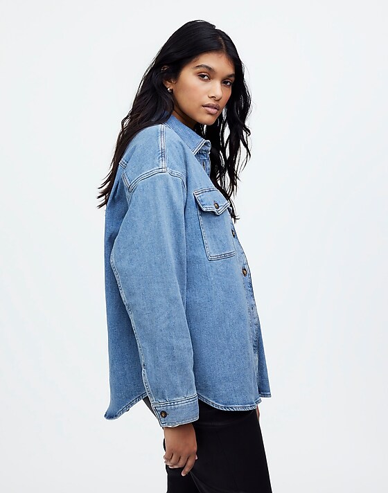 Madewell Plus Denim Long-Sleeve Button-Up Shirt In Blissfield Wash Blissfield Wash
