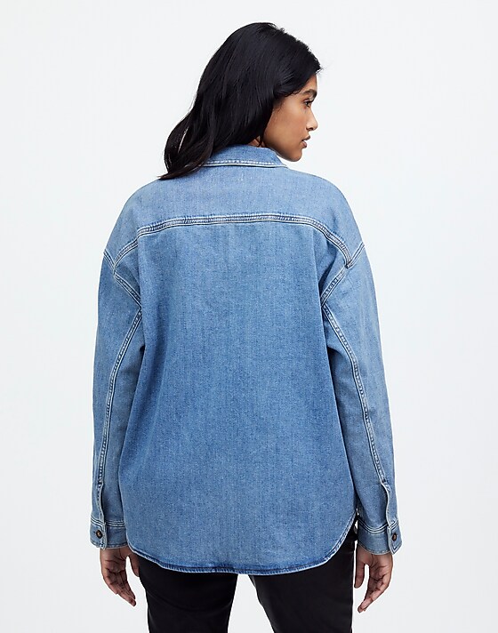 Madewell Plus Denim Long-Sleeve Button-Up Shirt In Blissfield Wash Blissfield Wash