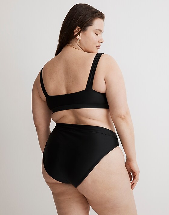 Madewell Plus High-Rise Crossover Bikini Bottom True Black