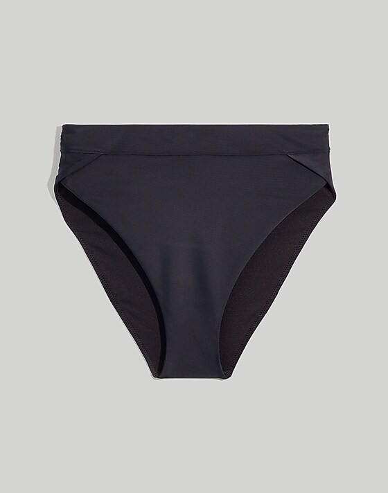 Madewell Plus High-Rise Crossover Bikini Bottom True Black