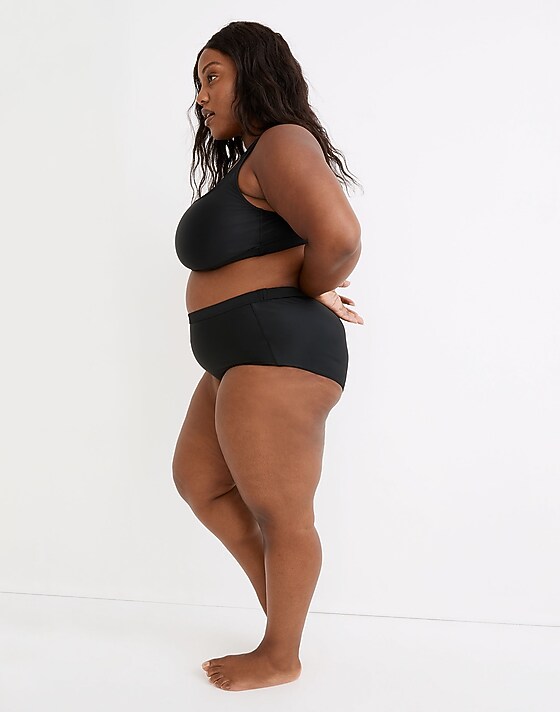 Madewell Plus Madewell Second Wave Retro High-Waisted Bikini Bottom True Black