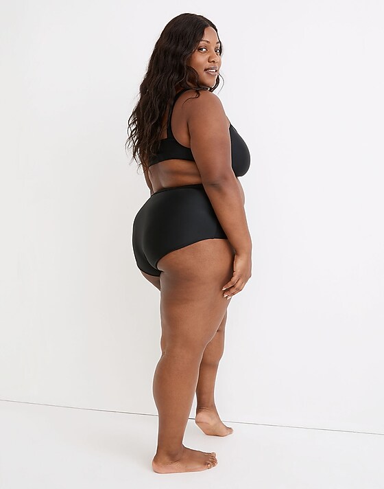 Madewell Plus Madewell Second Wave Retro High-Waisted Bikini Bottom True Black