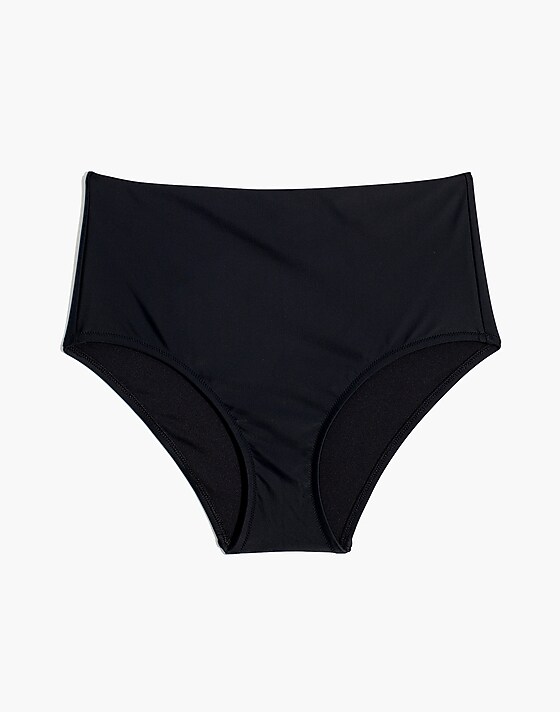Madewell Plus Madewell Second Wave Retro High-Waisted Bikini Bottom True Black