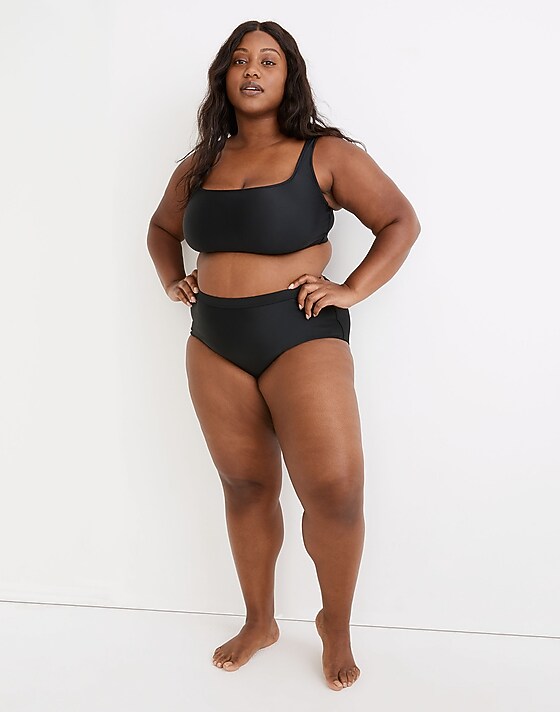 madewell Plus Madewell Second Wave Retro High-Waisted Bikini Bottom true black