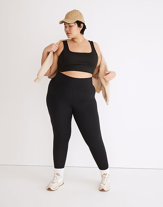 madewell Plus MWL Flex Square-Neck Sports Bra true black