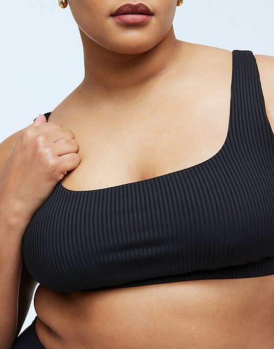 Madewell Plus Ribbed Square-Neck Bikini Top True Black