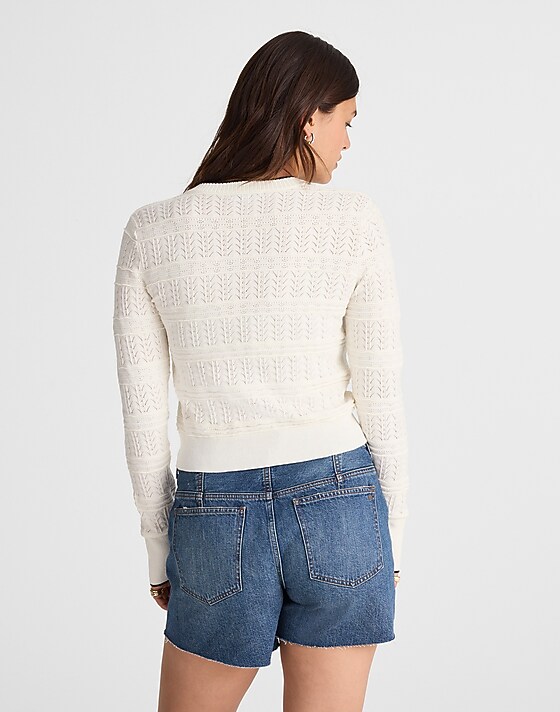 Madewell Pointelle-Stitch Cardigan Ivory And Black Combo