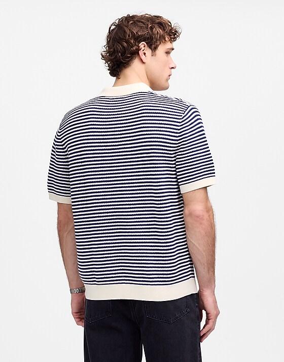 Madewell Pointelle Stitch Single-Button Sweater Polo Antique Navy