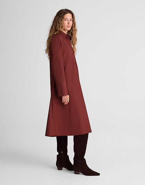 Madewell Poplin Long-Sleeved Shirtdress Chocolate Raisin