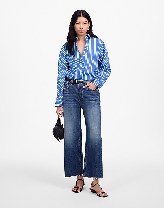 Madewell Poplin Oversized Long Button-Up Shirt Waterfall