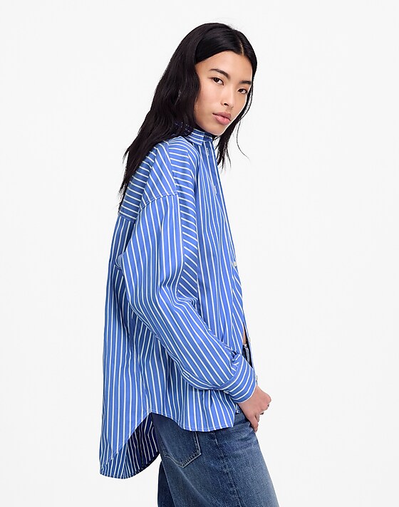 Madewell Poplin Oversized Long Button-Up Shirt Waterfall