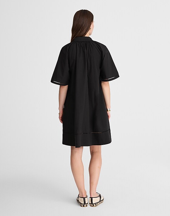 Madewell Poplin Splitneck Mini Shirtdress Jet Black