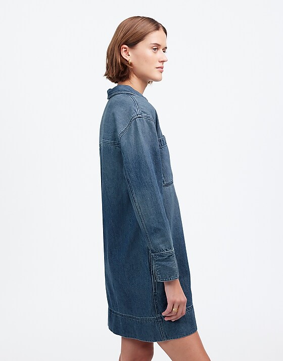 Madewell Popover Mini Dress: Airy Denim Edition Croswell Wash