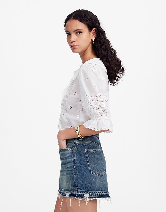 Madewell Postage-Stamp Denim Mini Skirt In Croswell Wash Croswell Wash