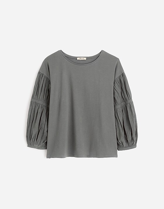 madewell Puff-Sleeve Drop-Shoulder Knit Top dark surplus
