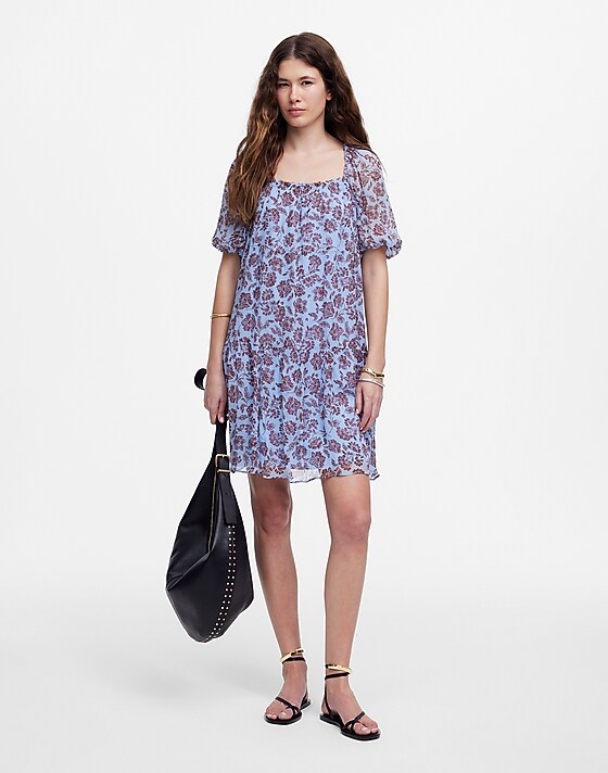 madewell Puff-Sleeve Mini Dress in Floral saylor floral light pool