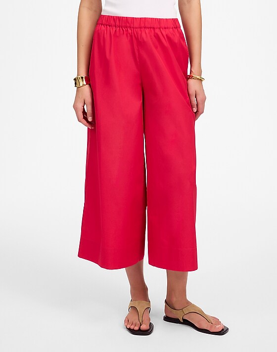 Madewell Pull-On Culottes In Cotton Poplin Watermelon