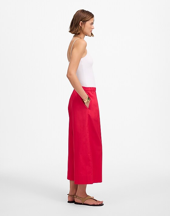 Madewell Pull-On Culottes In Cotton Poplin Watermelon