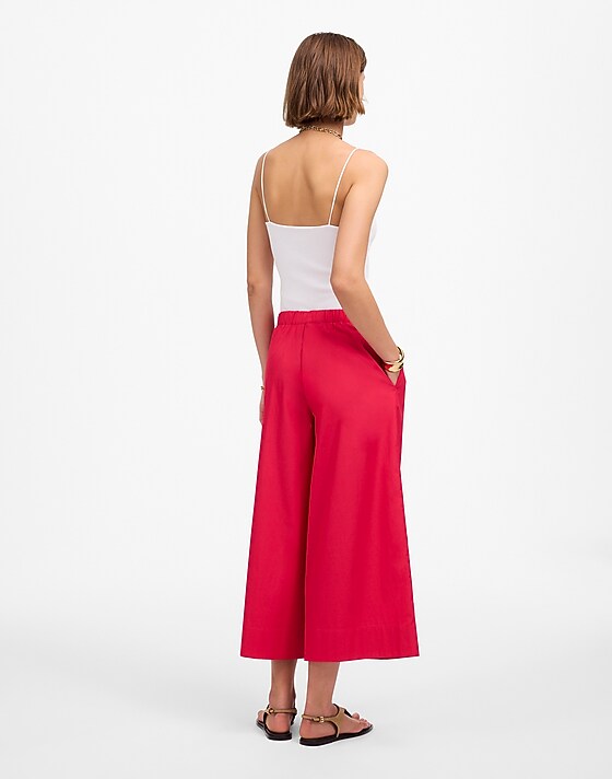 Madewell Pull-On Culottes In Cotton Poplin Watermelon