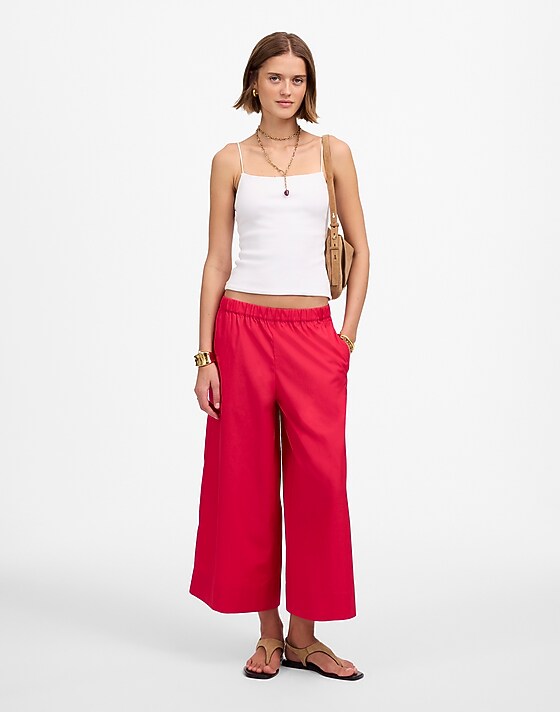 madewell Pull-On Culottes in Cotton Poplin watermelon