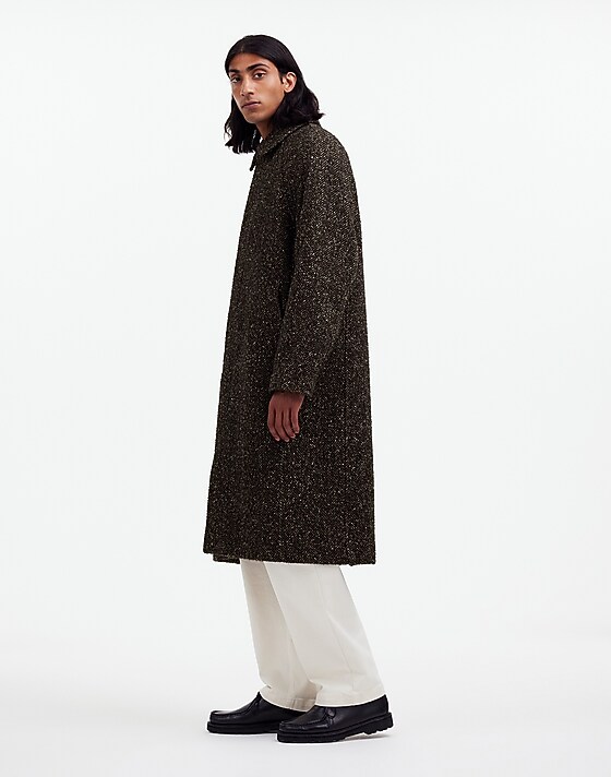 Madewell Raglan-Sleeve Topcoat In Italian Fabric Chocolate Multi