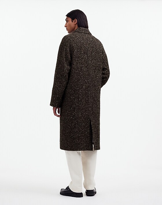 Madewell Raglan-Sleeve Topcoat In Italian Fabric Chocolate Multi