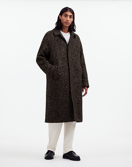 madewell Raglan-Sleeve Topcoat in Italian Fabric chocolate multi