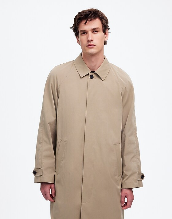Madewell Raglan-Sleeve Trench Coat In Italian Twill Heritage Khaki