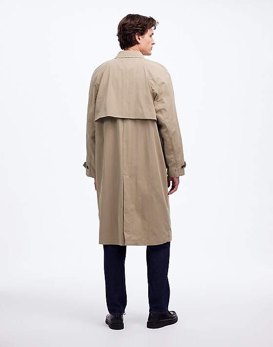 Madewell Raglan-Sleeve Trench Coat In Italian Twill Heritage Khaki
