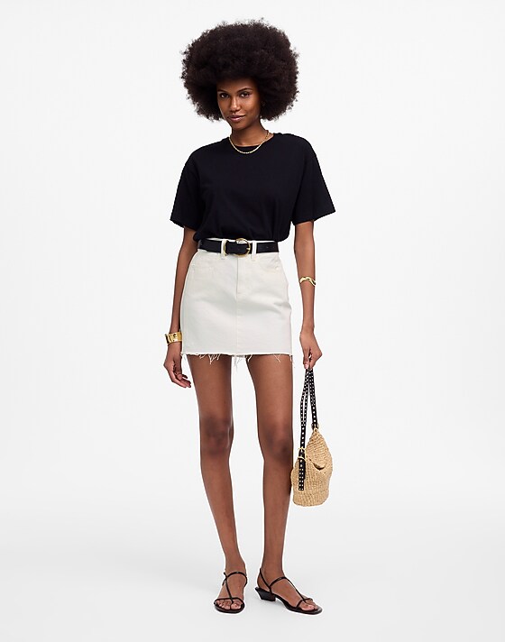 Madewell Raw-Hem Mini Skirt In Pure White Pure White