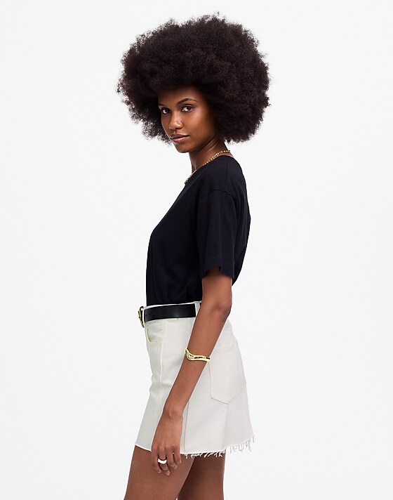Madewell Raw-Hem Mini Skirt In Pure White Pure White