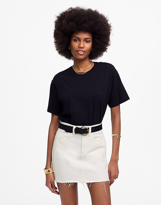 madewell Raw-Hem Mini Skirt in Pure White pure white