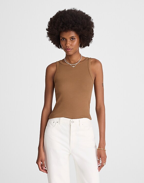 madewell (Re)generative Cotton Essential High-Neck Tank faded birch