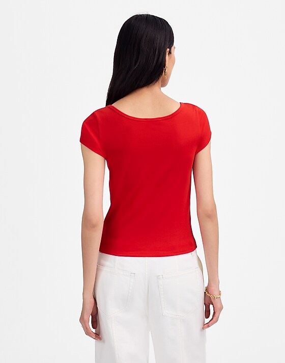 Madewell (Re)generative Cotton Ribbed Cap-Sleeve Tee Festival Red
