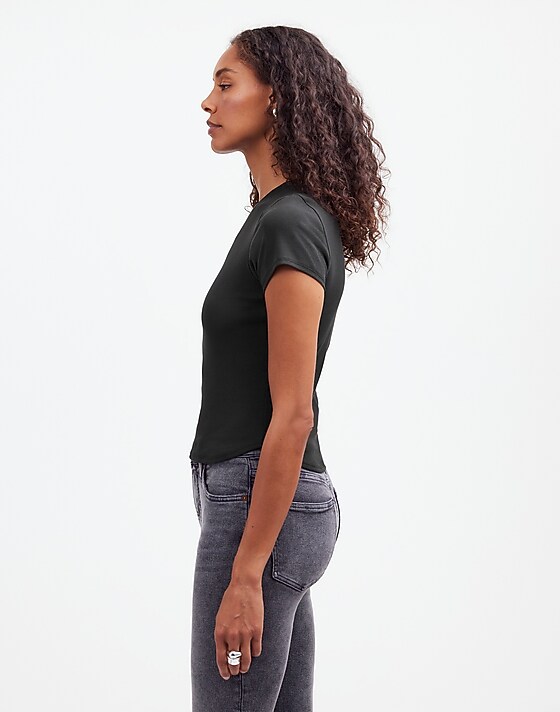 Madewell (Re)generative Cotton Ribbed Crewneck Tee Jet Black
