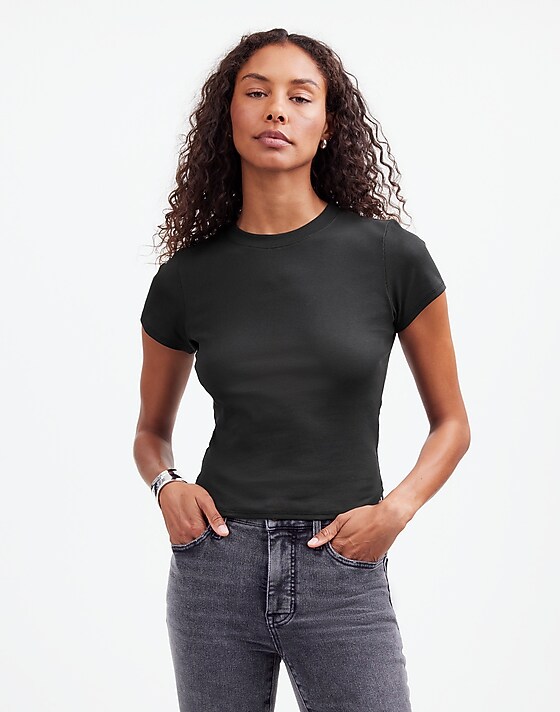 madewell (Re)generative Cotton Ribbed Crewneck Tee jet black