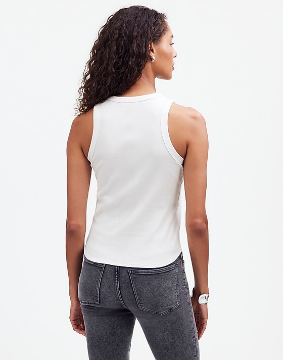 Madewell (Re)generative Cotton Ribbed Cutaway Tank Eyelet White