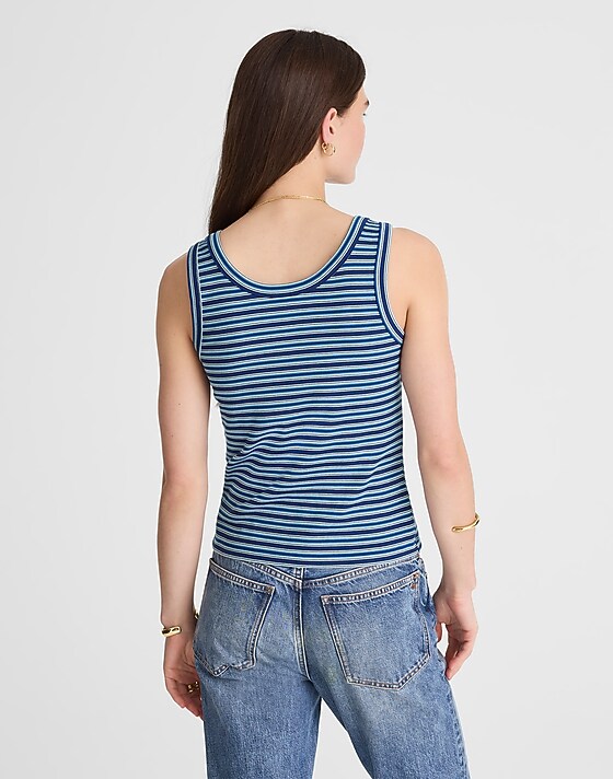 Madewell (Re)generative Cotton Ribbed Scoopneck Tank Bright Sapphire