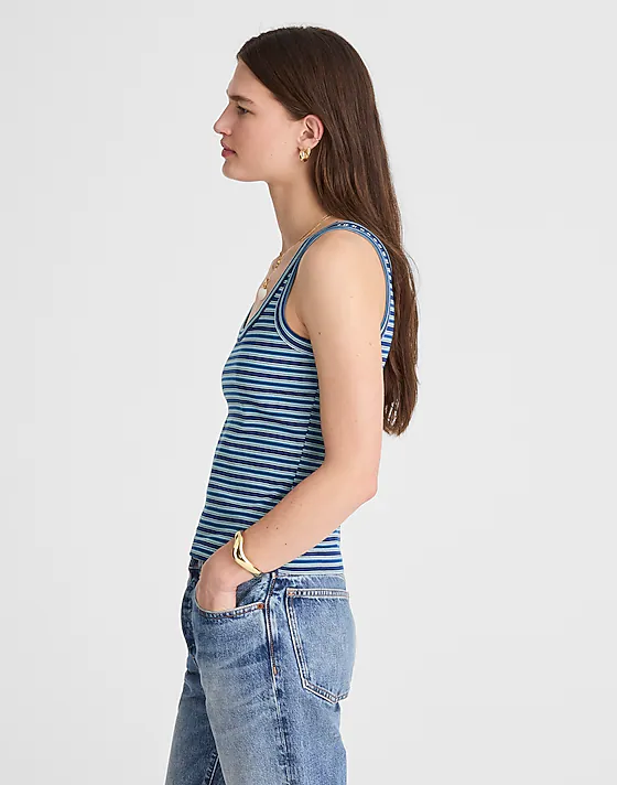 Madewell (Re)generative Cotton Ribbed Scoopneck Tank Bright Sapphire