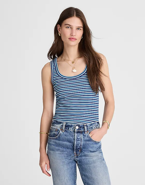 madewell (Re)generative Cotton Ribbed Scoopneck Tank bright sapphire