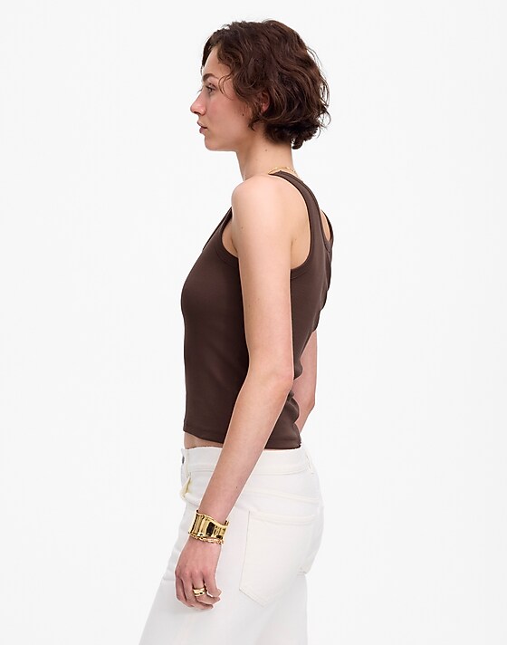Madewell (Re)generative Cotton Ribbed Scoopneck Tank Roasted Chicory