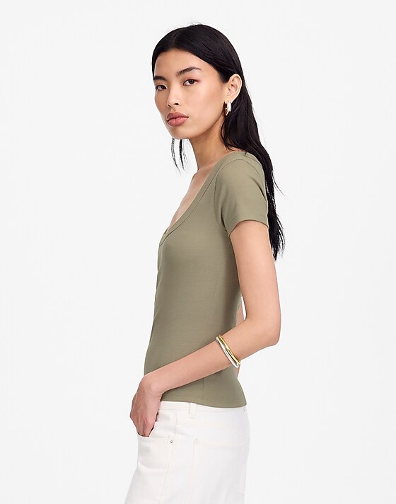 Madewell (Re)generative Cotton Ribbed Scoopneck Tee Faded Fatigue
