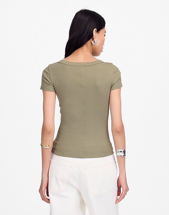 Madewell (Re)generative Cotton Ribbed Scoopneck Tee Faded Fatigue