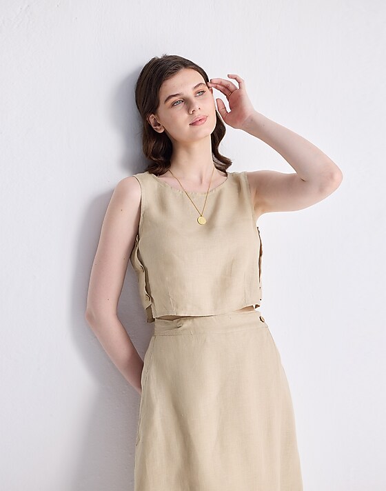 Madewell Reistor® Boxy 100% Hemp Crop Top In Neutral Beige Beige