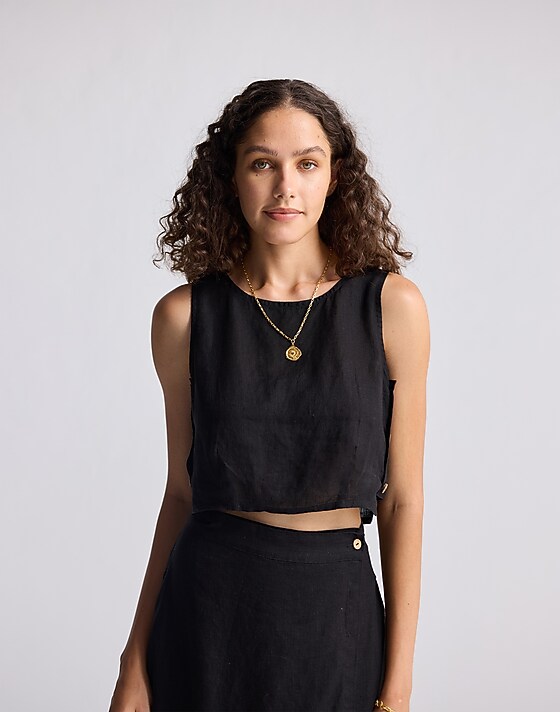 Madewell Reistor® Boxy Crop Top In 100% Black Hemp Black