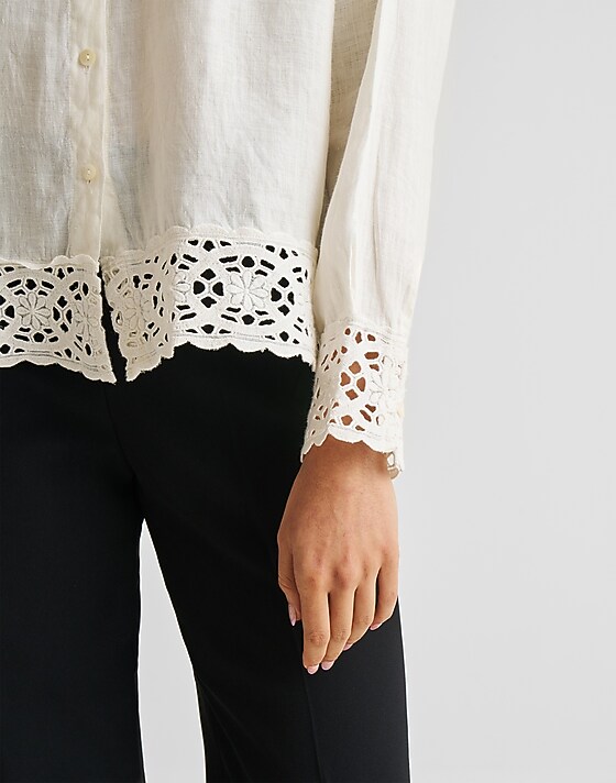 Madewell Reistor® Button-down With Embroidered Lace Shirt Off White